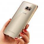 Wholesale Samsung Galaxy S6 Edge Plus Crystal Electroplate Hybrid Soft Case (Champagne Gold)